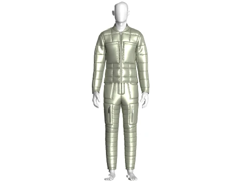 Men Puffer Jacket With Pant-Outfit V2 3D Model