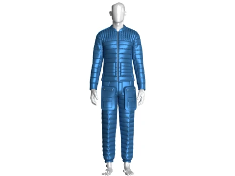 Men Puffer Jacket With Pocket Pant-Outfit 3D Model