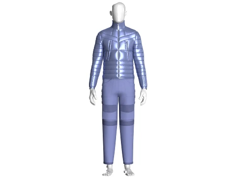 Men Puffer Jacket With Pocket Pant-Outfit V2 3D Model