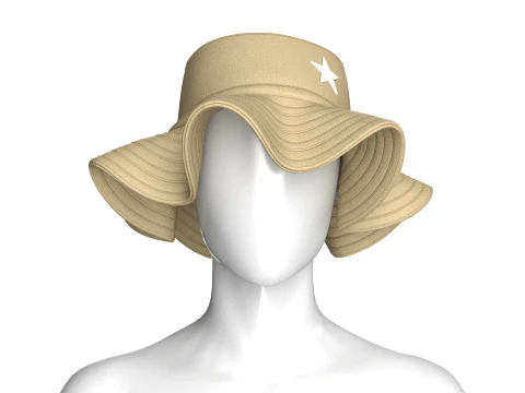 Girls Bucket Hat With Star Patch Modello 3D