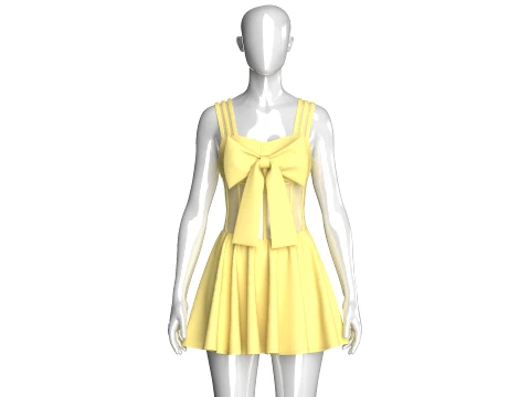 Girls Corset Mini Dress With Mesh 3D Model