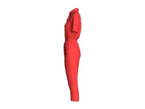 Girls Shirt Collar Button Placket Jumpsuit 3D Model