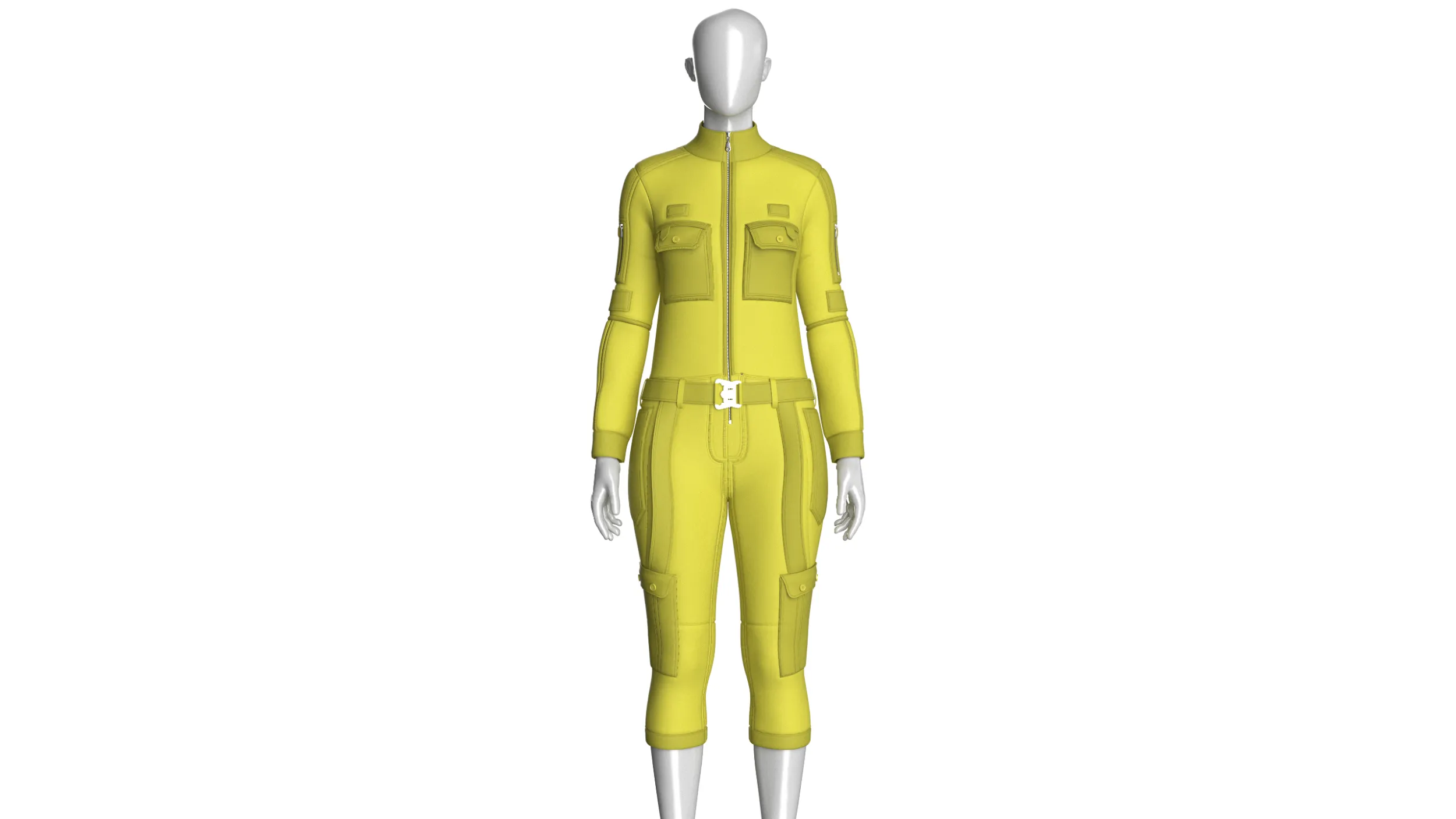 Girls Tactical Jumpsuit With Pockets 3D Model .c4d .max .obj .3ds .fbx .stl .blend 
