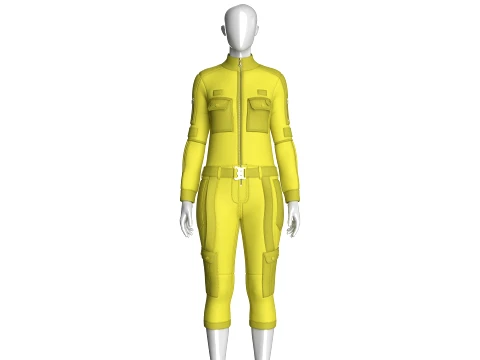 Girls Tactical Jumpsuit With Pockets Modèle 3D
