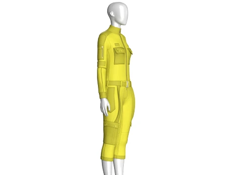Girls Tactical Jumpsuit With Pockets 3D Model