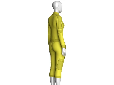 Girls Tactical Jumpsuit With Pockets 3D Model