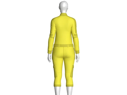 Girls Tactical Jumpsuit With Pockets 3D Model