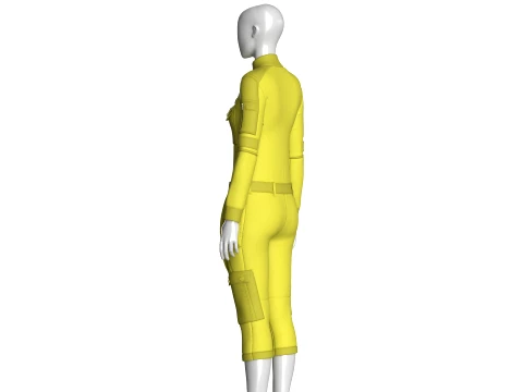 Girls Tactical Jumpsuit With Pockets 3D Model
