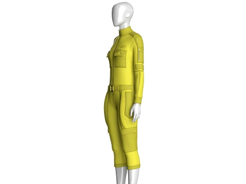 Girls Tactical Jumpsuit With Pockets 3D Model