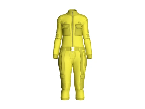 Girls Tactical Jumpsuit With Pockets 3D Model