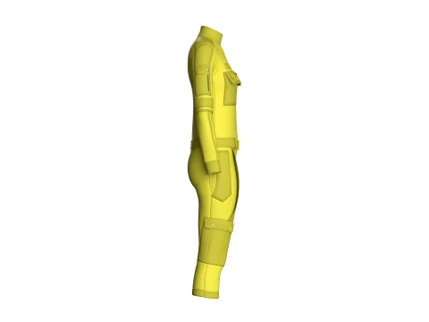 Girls Tactical Jumpsuit With Pockets 3D Model