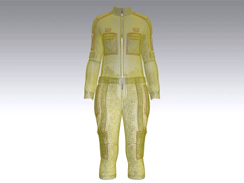 Girls Tactical Jumpsuit With Pockets 3D Model