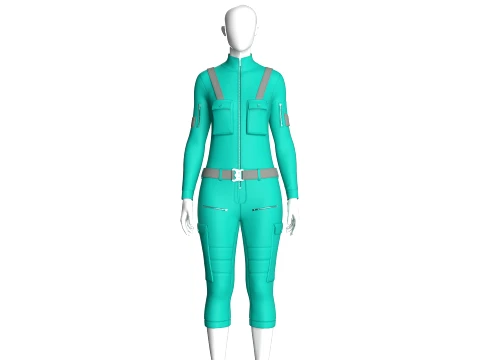 Girls Tactical Jumpsuit With Shoulder Straps Modèle 3D