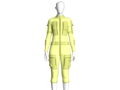 Girls Tactical Jumpsuit With Multi-Pocket Modèle 3D