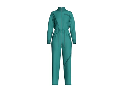 Girls Tactical Jumpsuit With Multi-Pocket 3D Model