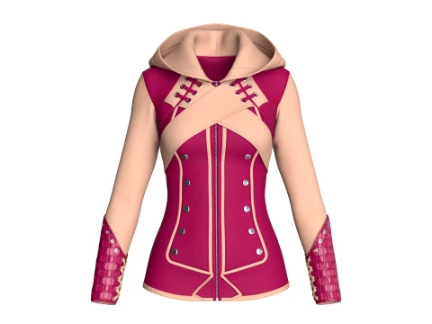 Girls Full-Zip Jacket With Cross Body Straps Modèle 3D