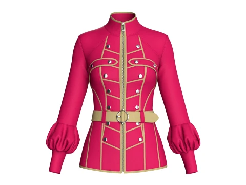 Girls Tactical Full-Zip Jacket With Piping Modelo 3D