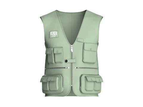 Men Full-Zip Tactical Utility Vest With Patch 3Dモデル