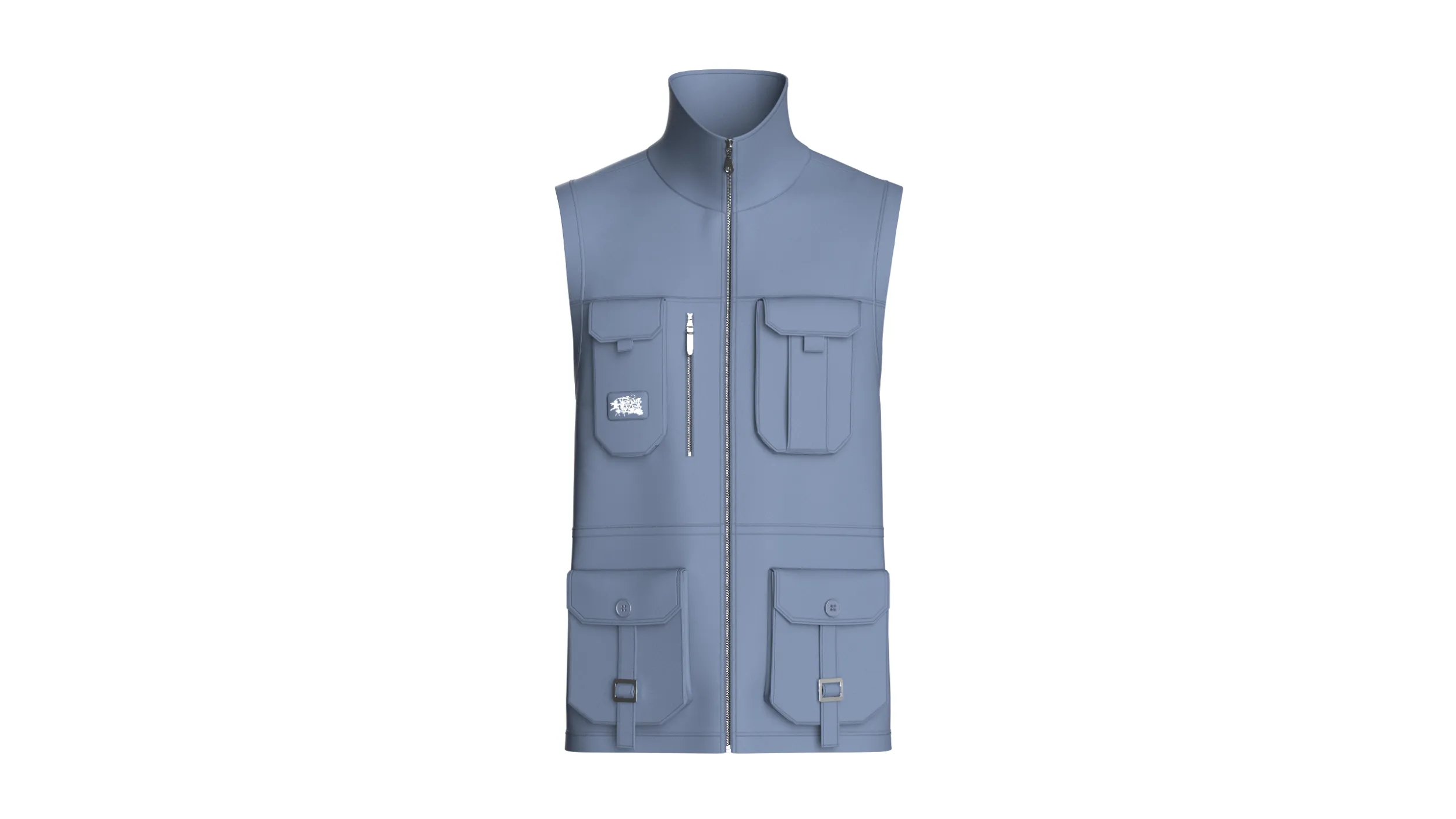 Men High Neck Full-Zip Tactical Utility Vest 3D Model .c4d .max .obj .3ds .fbx .stl .blend