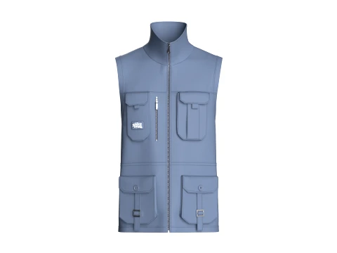 Men High Neck Full-Zip Tactical Utility Vest 3Dモデル