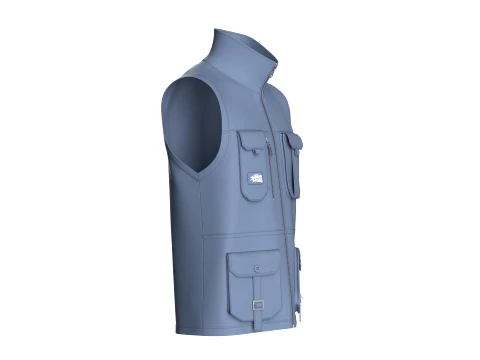 Men High Neck Full-Zip Tactical Utility Vest 3D Model