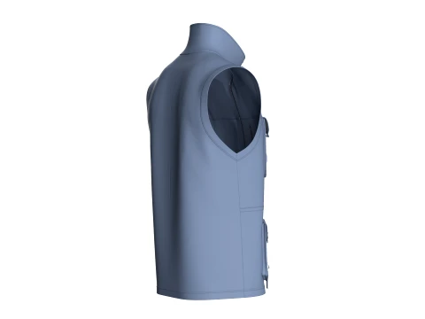 Men High Neck Full-Zip Tactical Utility Vest 3D Model