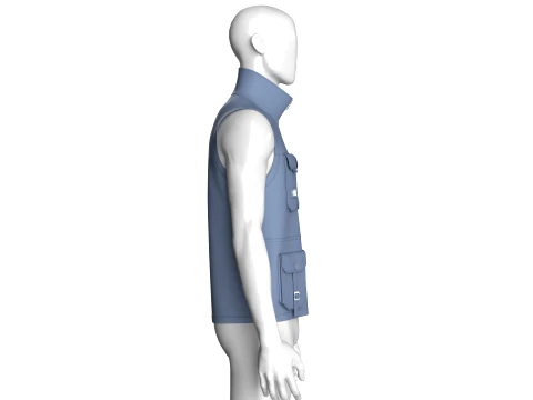 Men High Neck Full-Zip Tactical Utility Vest 3D Model