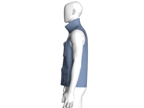 Men High Neck Full-Zip Tactical Utility Vest 3D Model