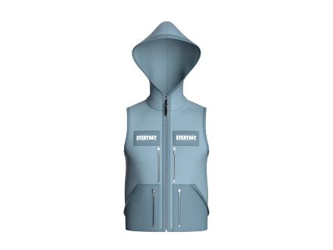 Men Hooded Full-Zip Tactical Utility Vest 3Dモデル