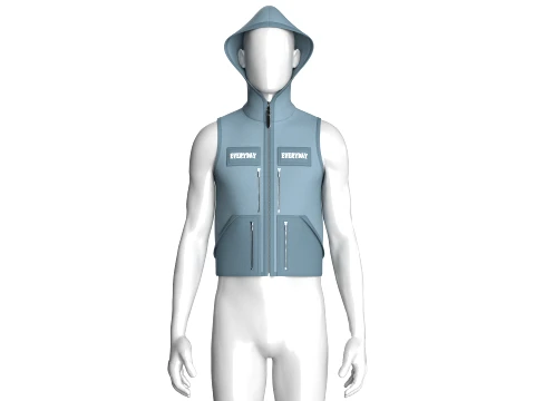 Men Hooded Full-Zip Tactical Utility Vest 3D Model