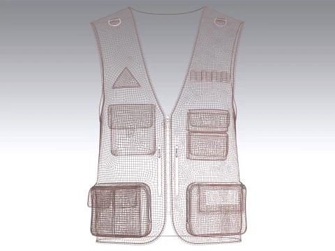 Men Tactical Vest With Multi-Pockets 3D Model