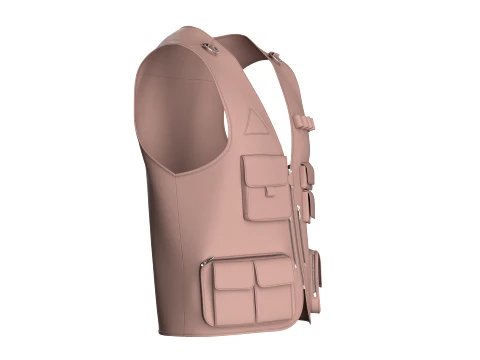 Men Tactical Vest With Multi-Pockets 3D Model