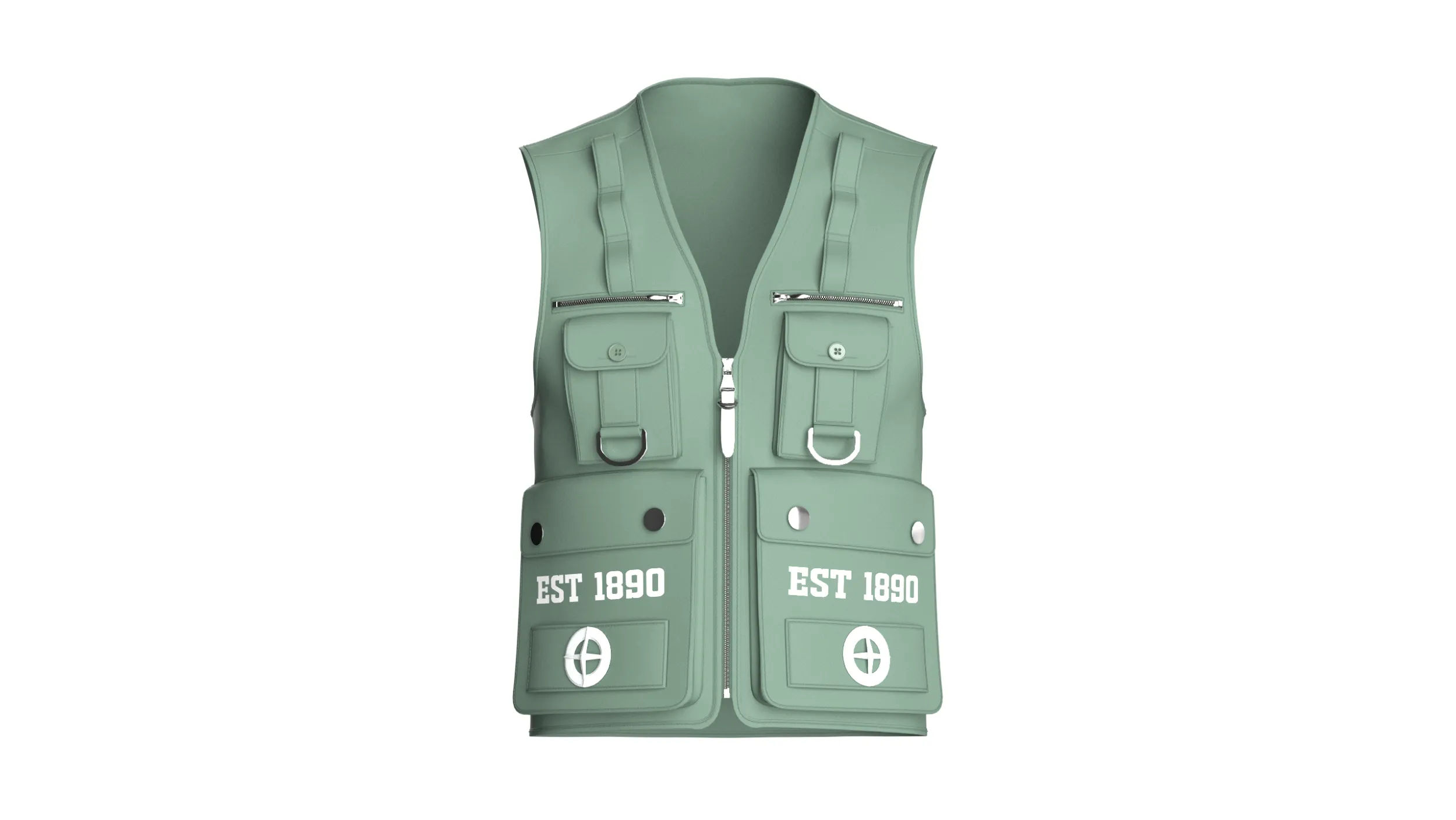 Men V-Neck Full Zip Tactical Utility Vest 3D Model .c4d .max .obj .3ds .fbx .stl .blend
