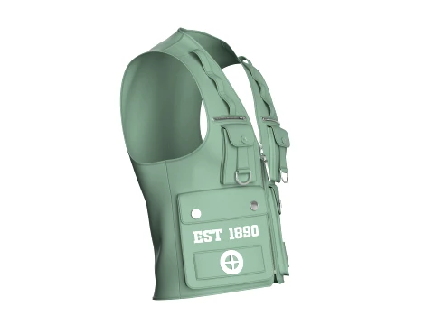 Men V-Neck Full Zip Tactical Utility Vest 3D Model