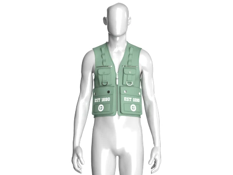Men V-Neck Full Zip Tactical Utility Vest 3D Model