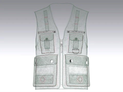 Men V-Neck Full Zip Tactical Utility Vest 3D Model