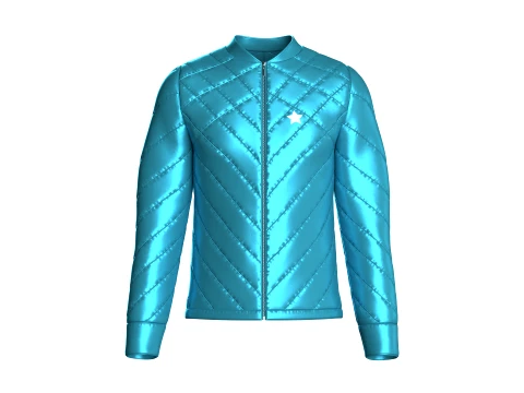 Men Chevron-Quilted Puffer Bomber Jacket Modello 3D