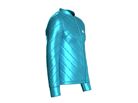Men Chevron-Quilted Puffer Bomber Jacket 3D Model