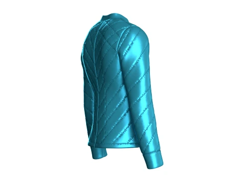 Men Chevron-Quilted Puffer Bomber Jacket 3D Model
