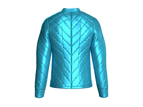 Men Chevron-Quilted Puffer Bomber Jacket 3D Model