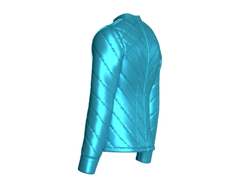 Men Chevron-Quilted Puffer Bomber Jacket 3D Model