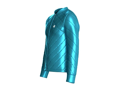 Men Chevron-Quilted Puffer Bomber Jacket 3D Model