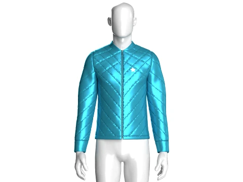 Men Chevron-Quilted Puffer Bomber Jacket 3D Model