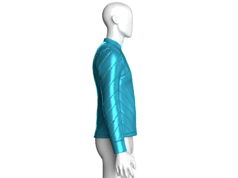 Men Chevron-Quilted Puffer Bomber Jacket 3D Model