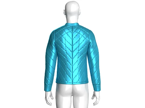 Men Chevron-Quilted Puffer Bomber Jacket 3D Model