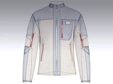 Men Full-Zip Technical Jacket 3D Model