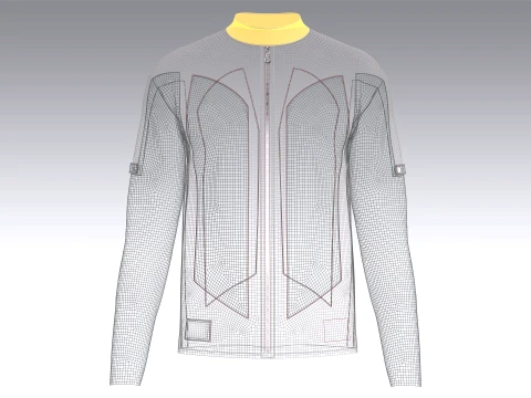 Men Full-Zip Two Tone Technical Jacket 3D Model