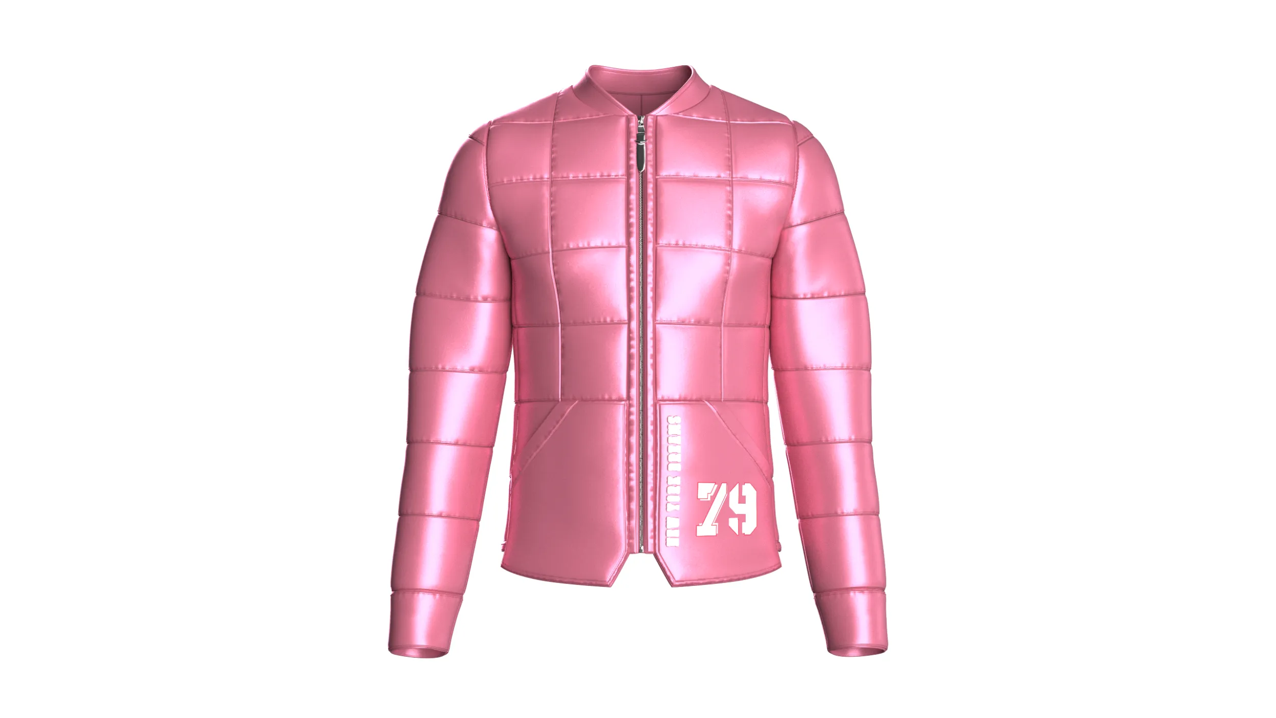 Men Grid-Quilted Puffer Bomber Jacket 3D Model .c4d .max .obj .3ds .fbx .stl .blend