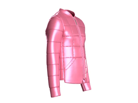 Men Grid-Quilted Puffer Bomber Jacket 3D Model