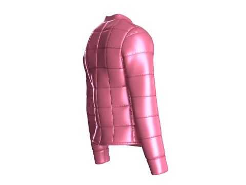 Men Grid-Quilted Puffer Bomber Jacket 3D Model